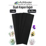 Krapon Kağıdı Siyah Renk 5 Adet 50X200 Cm Grapon Kağıdı 5'Li Okul Proje Sınıf Anaokulu Kreş Süsleme