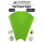 Krapon Kağıdı Yeşil Renk 10 Adet 50X200 Cm Grapon Kağıdı 10'Lu Okul Proje Sınıf Anaokulu Kreş Süsleme