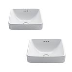 KRAUS Elavo Kare Yarı Gömme Gemi Beyaz Porselen Seramik Banyo Lavabosu, Taşma, 16 1/2 "KCR-281