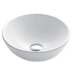 KRAUS Elavo Yuvarlak Kap Beyaz Porselen Seramik Banyo Lavabosu, 14 "KCV-341