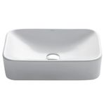 Kraus KCV-122 Seramik Tezgah Üstü Dikdörtgen Banyo Lavabosu, 49,4 x 30,1 x 12,7 cm, Beyaz