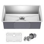 KRAUS Paslanmaz çelikten tek gömme lavabo (76,20 cm, 1,29 mm), KHU100-30