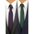 Kravatistan 5.5 cm Mor ve Yeşil Kravat Mendil Seti Konforlu Kullanım ve Şıklık Vurgusu - Standart - Mor - Yeşil