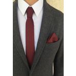 Kravatistan 5,5 cm Bordo ince/slim Kravat Mendil Seti