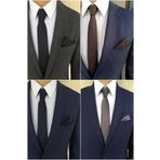 Kravatistan Siyah Kahve Lacivert Koyu Gri 5 Cm Kravat Mendil Seti Krv-4k014925-set