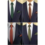 Kravatistan Yeşil Kiremit Koyu Turuncu Haki 5 Cm Kravat Mendil Seti Krv-4k014916-set
