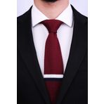 Kravatkolik 8017 Çizgi Desen Örgü Bordo Kravat