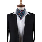 Kravatkolik K419 Petrol Mavisi Çiçek Desenli Erkek Fular