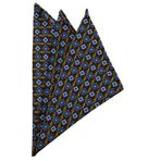 Kravatkolik SPS231 Kahve - Mavi Motif Baskılı İpek Mendil