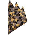 Kravatkolik SPS321 Sarı - Siyah Motif Baskılı İpek Mendil