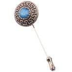 Kravatkolik YI173 Gümüş Renk Eskitme Mavi Taşlı Yaka İğnesi