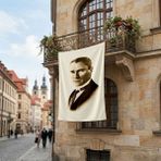 Kravatlı Takım Elbiseli Gazi Mustafa Kemal Atatürk Poster Bayrak Premium Raşel Kumaş ATA31