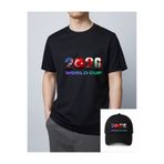 Krays 2026 Dünya Kupası Tasarımlı Siyah Erkek T-shirt - Türkiye, ABD, Kanada, Meksika Bayraklı Futbol Taraftar Tişörtü,Şapka Hediyeli %100 Pamuklu Bisiklet Yaka Oversize/Regular Fit