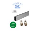 krc Oval Alüminyum 56 Cm Dolap Içi Oval Askı Borusu - 2 Adet Flanş - Montaj Vidaları