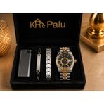 KRC PALU, Oyster Perpetual Erkek Kol Saati – Çift Renk (Altın & Gümüş) Çelik Kordon, Klasik Lüks Tasarım Su yolu Bileklik,İtalyan Bileklik,Çakmak,Özel Kutulu PREMIUM Hediye Seti,Saat Seti - Siyah - Altın - Gümüş
