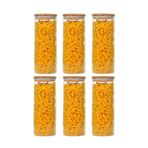 KRD Home 6'lı Set 1300 ml Bambu Kapaklı Kavanoz Baharatlık Vakumlu Borosilikat Cam Krdln