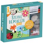 Kreativ-Set: Steine bemalen Kids mit Wackelaugen, Pompons, Anleitungsbuch & Material: Buch (32 S., DIN A5, Softcover), 3 Steine, Marker mit 2 Spitzen in Rot, Blau, Grün, Schwarz, Wackelaugen, Pompons