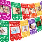 Kreatwow Meksika Fotoğraf Afişi Fiesta Aylık Afiş Papel Picado 1. Doğum Günü Partisi Dekorasyonları için Yenidoğan'dan 12 aya kadar