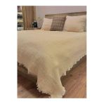 Krem 7 Katlı Çift Taraflı Dolgulu Çift Kişilik Müslin Battaniye %100 Pamuk 230X240 Cm