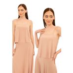 Krem Ayarlanabilir İp Askılı Bluz