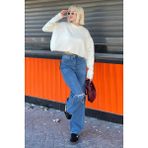 Krem Bisiklet Yaka Crop Kadın Kazak MG2166 - XL