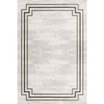 Krem Çerçeveli Pamuk Makinada Yıkanabilir Kaymaz Taban Dijital Makine Baskı Salon Halı-I-Krm_Trend-2803-200x400