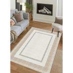 Krem Dijital Baskı Salon Halısı Kaymaz Tabanlı Yıkanabilir Halı Yolluk - 100 x 400 cm