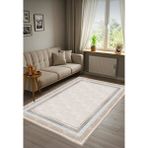 Krem Dijital Baskı Salon Halısı Kaymaz Tabanlı Yıkanabilir Halı Yolluk - 60 x 90 cm