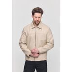 Krem Erkek Basic Suni Deri Yazlık Ceket&Mont