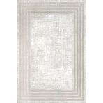 Krem Geometrik Pamuk Makinada Yıkanabilir Kaymaz Taban Dijital Makine Baskı Salon Halı-I-Nxs_Melange-4730AK-160x250