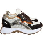 Krem Hakiki Deri Kahve Garnili Comfort Taban Bağcıklı Sneaker