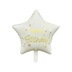 Krem Happy Birthday Yıldız Folyo Balon 45 Cm Krem