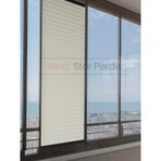 Krem Plise Katlanır Cam Balkon Perdesi - Ofis Perdesi - Salon Perdesi - 015 Krem