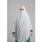 Krem Pratik Hazır Geçmeli Tesettür Eşarp Krep Bağcıklı Sufle Hijab 2313_40