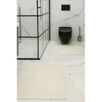 Krem Rengi %100 Pamuk Dokuma, Su Emici, Banyo Paspas Seti, Banyo Halısı Vera 2'li Klozet Takım 60X100-60X50