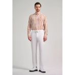Krem Rengi Esnek Yandan Cepli Classic Slim Fit Jogger Pantolon 1003240169