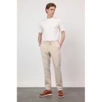 Krem Rengi Yan Cep Kendinden Desenli Gofreli Jogger Slim Fit Esnek Pantolon 1003260177