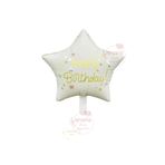 Krem Renk Happy Bırthday Yazılı Yıldız Folyo Balon