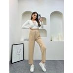 Krem Renk Keten Kumaş Havuç Model Pantolon