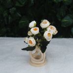 Krem Şakayık Gülü Mini Demeti 32 cm 5 Dal 10 Kafalı Yapay Çiçek