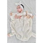 Krem Sevimli Kuzucuk Bebek Çocuk Battaniyesi Kışlık Peluş Welsoft Koyun Kuzu Battaniye - 110 x 95 cm