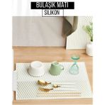 Krem Silikon Bulaşık Kurutma Matı Maxi Boy 44X33 cm Bulaşıklık - Tezgah Bulaşık Altlığı