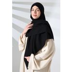 Krep Büyük Boy Eşarp 130x130 Siyah Renk
