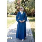 Krep Kumaş Elbise 8003 - Mavi - 38