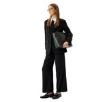 Krep Scuba Kumaş Cepli Kruvaze Blazer Ceket