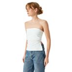 Krep Scuba Kumaş Drape Detaylı Asimetrik Straplez Üst