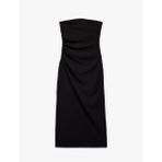 Krep Scuba Kumaş Slim Fit Drape Detaylı Straplez Kalem Elbise