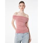 Krep Scuba Kumaş Slim Fit Drapeli Straplez Bluz
