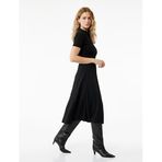Krep Scuba Kumaş Slim Fit Kısa Kollu Bisiklet Yaka Midi Boy Kloş Elbise
