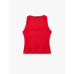 Krep Scuba Kumaş Slim Fit Kolsuz Kare Yaka Bluz